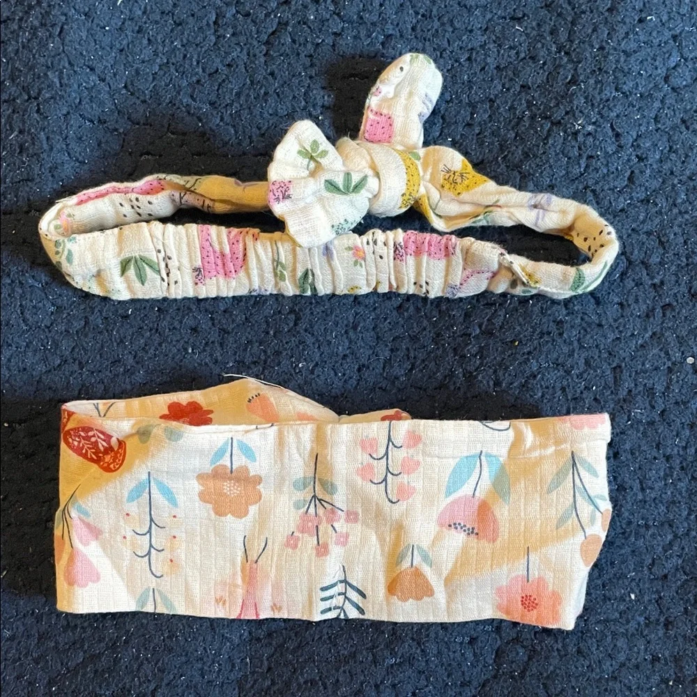 Angel Dear Floral Kids Headband Set - Cream and Pink